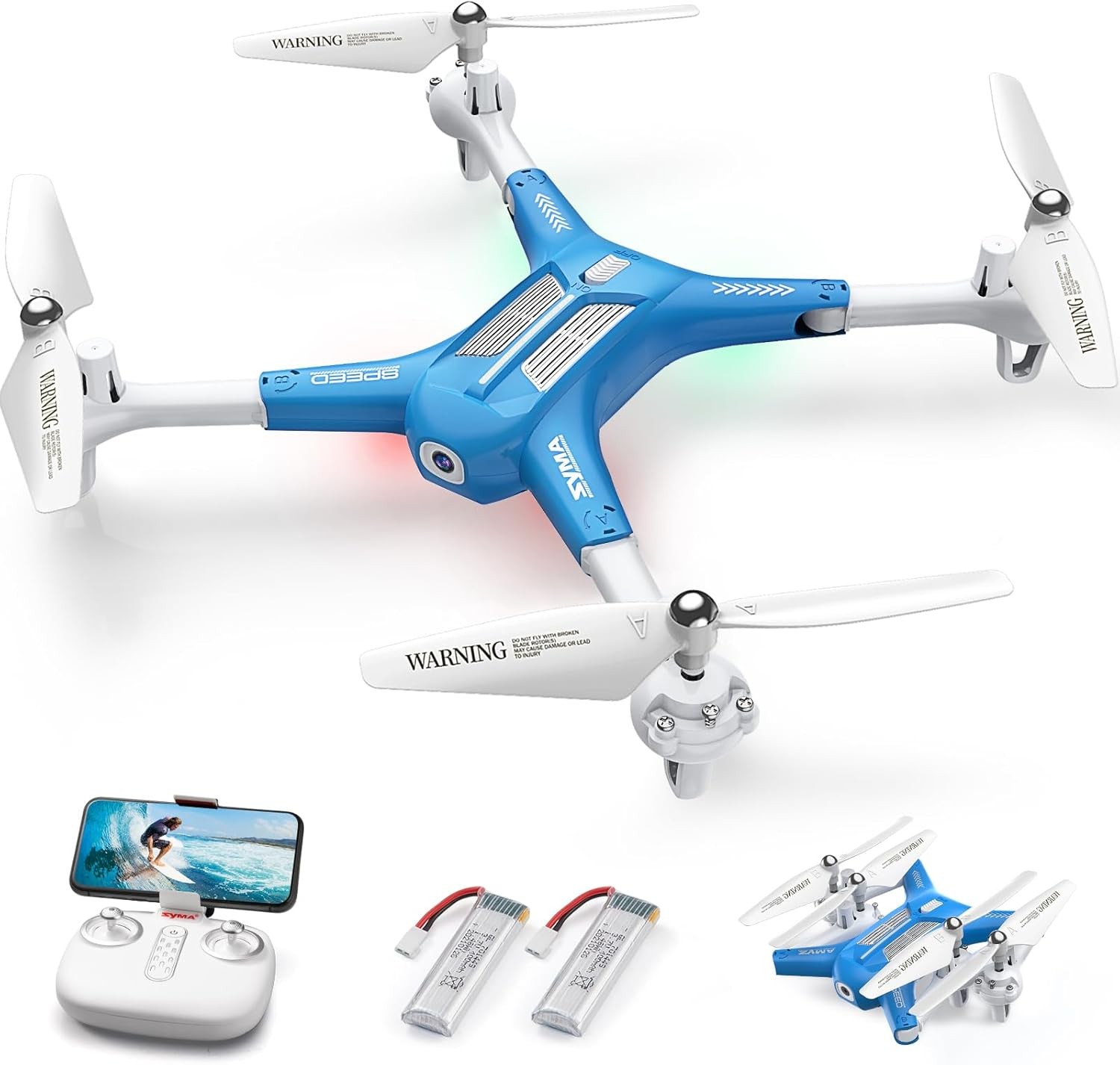 YMA X600W Drone with 1080P Camera, Suitable for Kids Adults, Remote Control Toys Gifts, Suitable for Boys and Girls, Headless Mode, Altitude Hold, Gravity Control, One-button Start, 3D Flip 2 Batterie