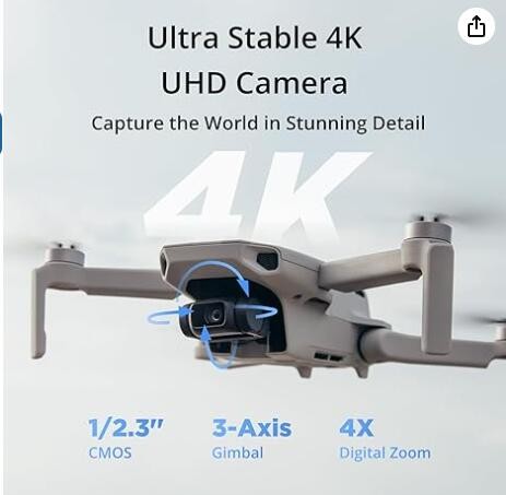 Specta Mini GPS Drone with 4K UHD Camera, Under 249g, 3 Aixs Gimbal Drone with 10km FPV Transmission, 4K/30fps Video, 31min Flight, Auto Return, Lightweight Foldable Drone for Adult Beginners