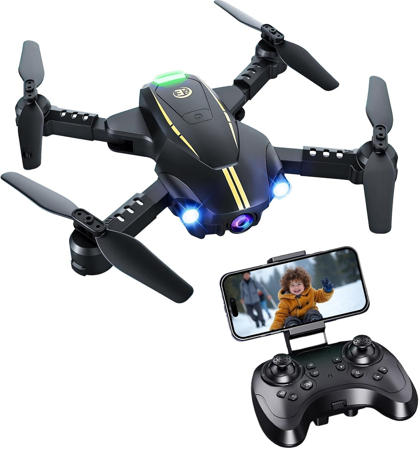 Drone with Camera for Kids Adults, 1080P Camera FPV Drone, Foldable Mini Drone 2 Batteries, Kids Drone, 3 Speed ​​Modes, 3D Flip, Gesture Photo, Kids Drone for Boys 8-12 Years Old 10-15 Years Old