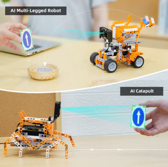 DaDa: bit AI programmable building block kit is driven by micro: bit and equipped with WonderCam AI vision module, supporting sensor expansion