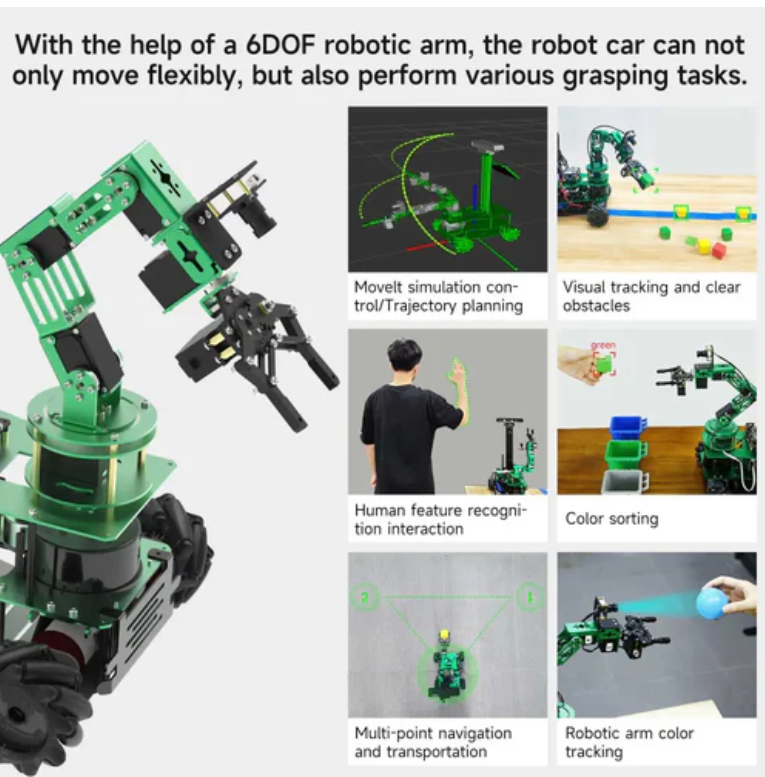Yahboom Rosmaster X3 Plus 6-DOF Robotic Arm with AI Vision and Voice Control RaspberryPi Version (with RaspberryPi 5 16G Motherboard)